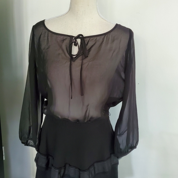 Ivanka Trump Sheer Tiered Black Dress - Picture 5 of 16